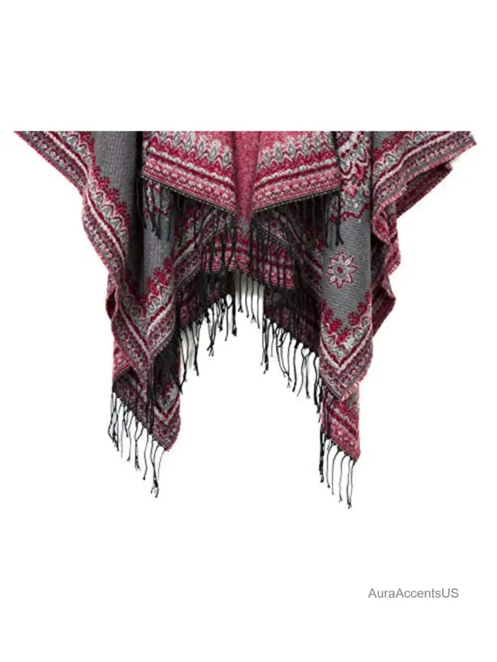 Urban CoCo Retro Vintage Pattern Tassel Poncho Shawl Cape Wrap for Women